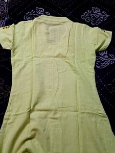 Greenish Yellow Embroidered Kurta