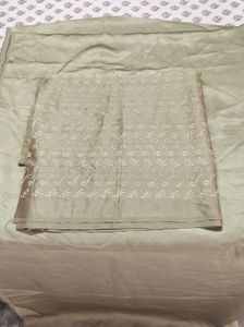 unstitched 2piece Chikankari satin silk set