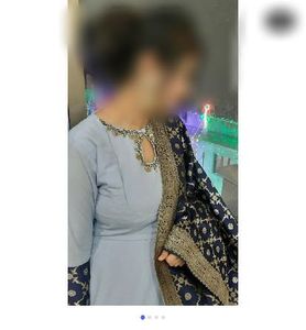 Light Blue Kurta Set with Embellished Sleeves