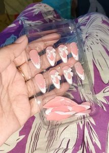 Press On Nails - Bow &amp; Pearl Accents