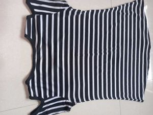 Striped Tee with Floral Patch