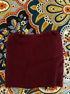 Ribbed Maroon Tube Top