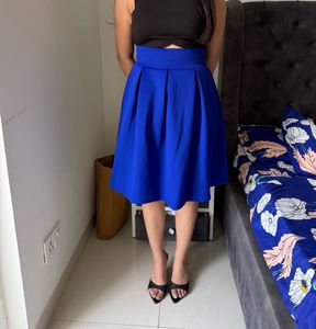 Vibrant Blue Pleated Skirt