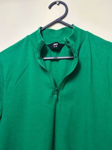 Green Zip Neck Top