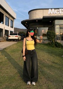 Black Wash Wide Leg Jeans