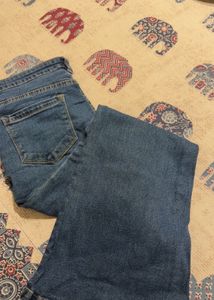 Ripped High Waist Blue Jeans