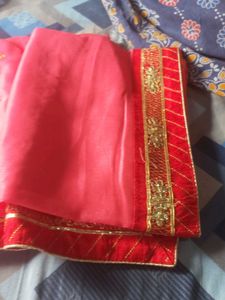 Beautiful Pink Saree with Gold Embroidery