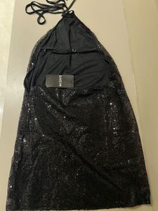 Sparkly Black Halter Dress