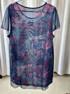 Floral Print Sheer Overlay Tunic
