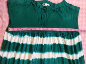 Green &amp; White Striped Maxi Dress Canadian Brand