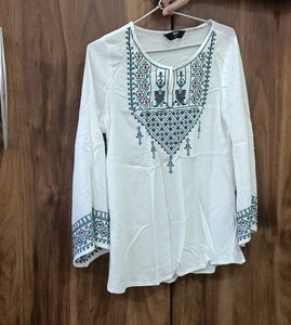 Embroidered White Kurta