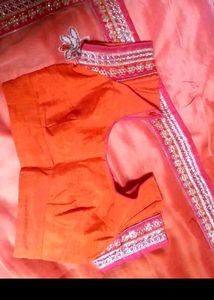 Orange Embroidered Saree