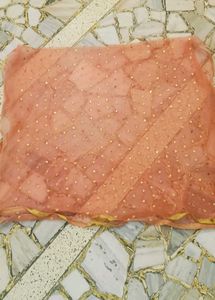 Peach Dupatta with Gold Embellishments