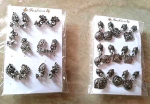 Pack of 12 Pairs Oxidized Ethnic Earrings