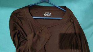 Brown Cropped Long Sleeve Top
