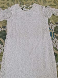 White Lace Dress with Criss-Cross Back