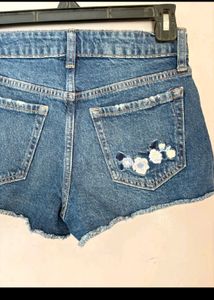 Embroidered Denim Shorts