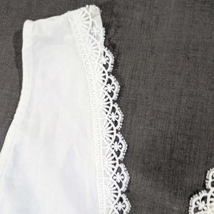 New White Lace Trim Sleeveless Top