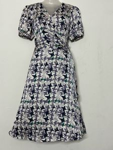 Pintresty Retro Print Wrap Midi Dress