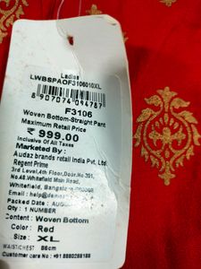 Red With Gold Ethnic Print Kurta Pants (Women's)