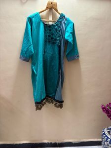 Elegant Teal &amp; Black Shalwar Kameez Set