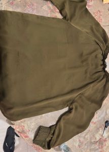 Elegant Olive Green Button-Detail Blouse
