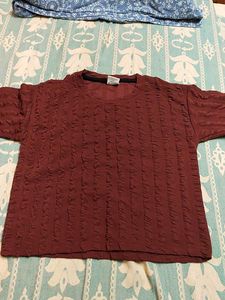 Textured Burgundy T-Shirt