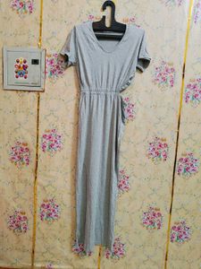 Grey Cutout V-Neck Maxi Dress