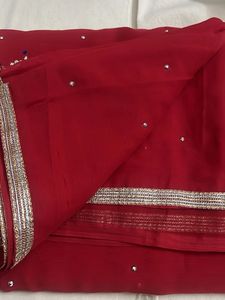Red Embellished Saree