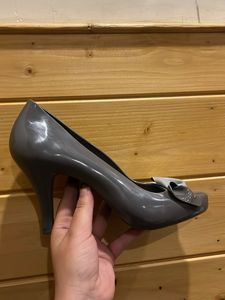 Chic Grey Bow Detail Melissa Heels