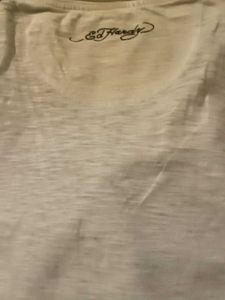 Ed Hardy Graphic Distressed T-Shirt With Brand Bag
