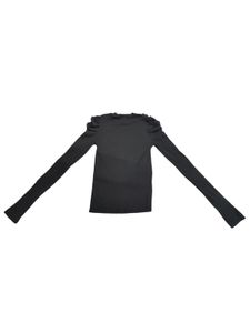 Chic Black Ruffled Sleeve Top