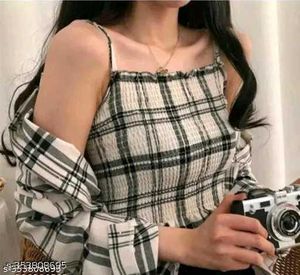 Pink Plaid Layered Top