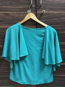 Teal Cape Style Top