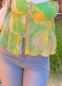 Boho Tie-Front Ruffle Top