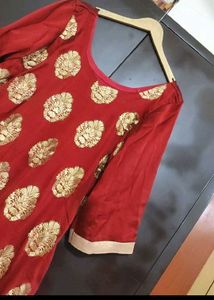 Rust Party Wear Plazo Suit &amp; Dupatta For 44 Bust
