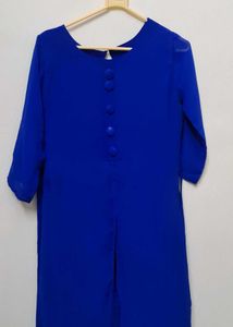 Royal Blue Kurta with Button Detail