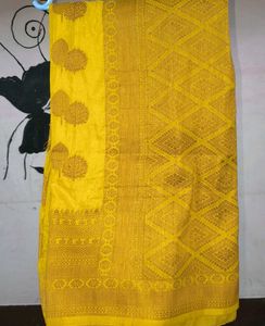 Vibrant Yellow Silk Saree