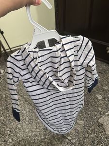 New Carter’s Striped Hooded Bodysuit