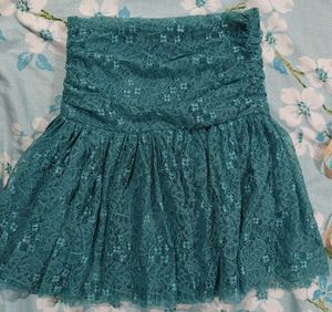 Teal Lace Mini Skirt