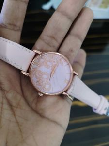 Chic Pink Floral Dial Watch