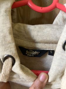 Beige Cropped Hoodie
