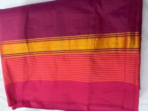 Vibrant Pink Saree with Gold Border