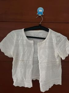 White Crocheted Bolero Cardigan
