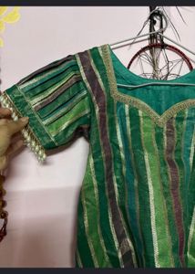 Emerald Green Striped short kurti