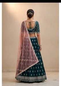 Stunning Teal Embroidered Lehenga Choli