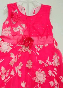 Girls Pink Floral Party Dress