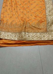 Elegant Orange Embellished Saree
