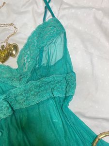 Vintage Italian Teal Lace Trim Cami Top