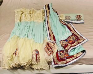 Chiffon Saree cum lehenga with unstitched blouse